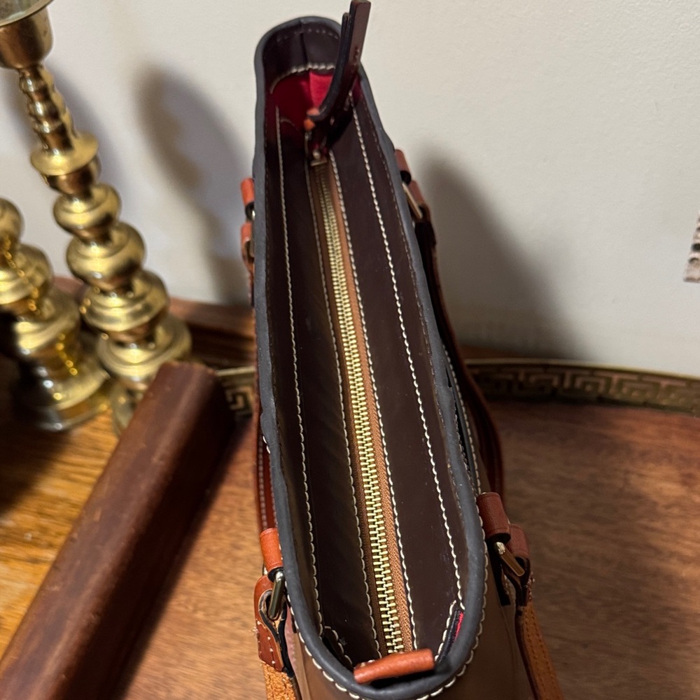 Dooney & Bourke Brown Leather Tote with Tan Straps - Picture 8 of 16